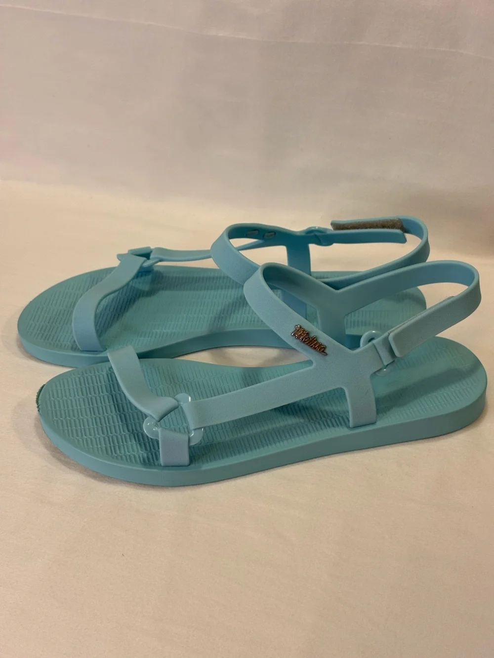 MELISSA SUN DOWNTOWN Sky Blue T-Strap Sandals SZ 8 VGC $59